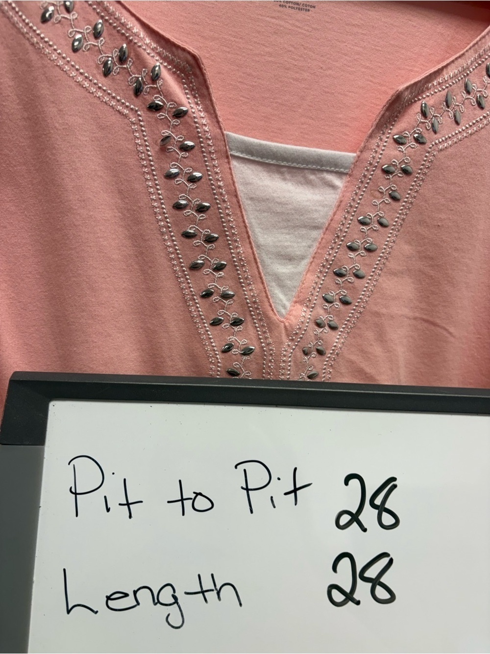 4 for $25 đ¸ Classic Collection Pink Embellished Neckline Tee 3X đ¸ - Picture 5 of 5